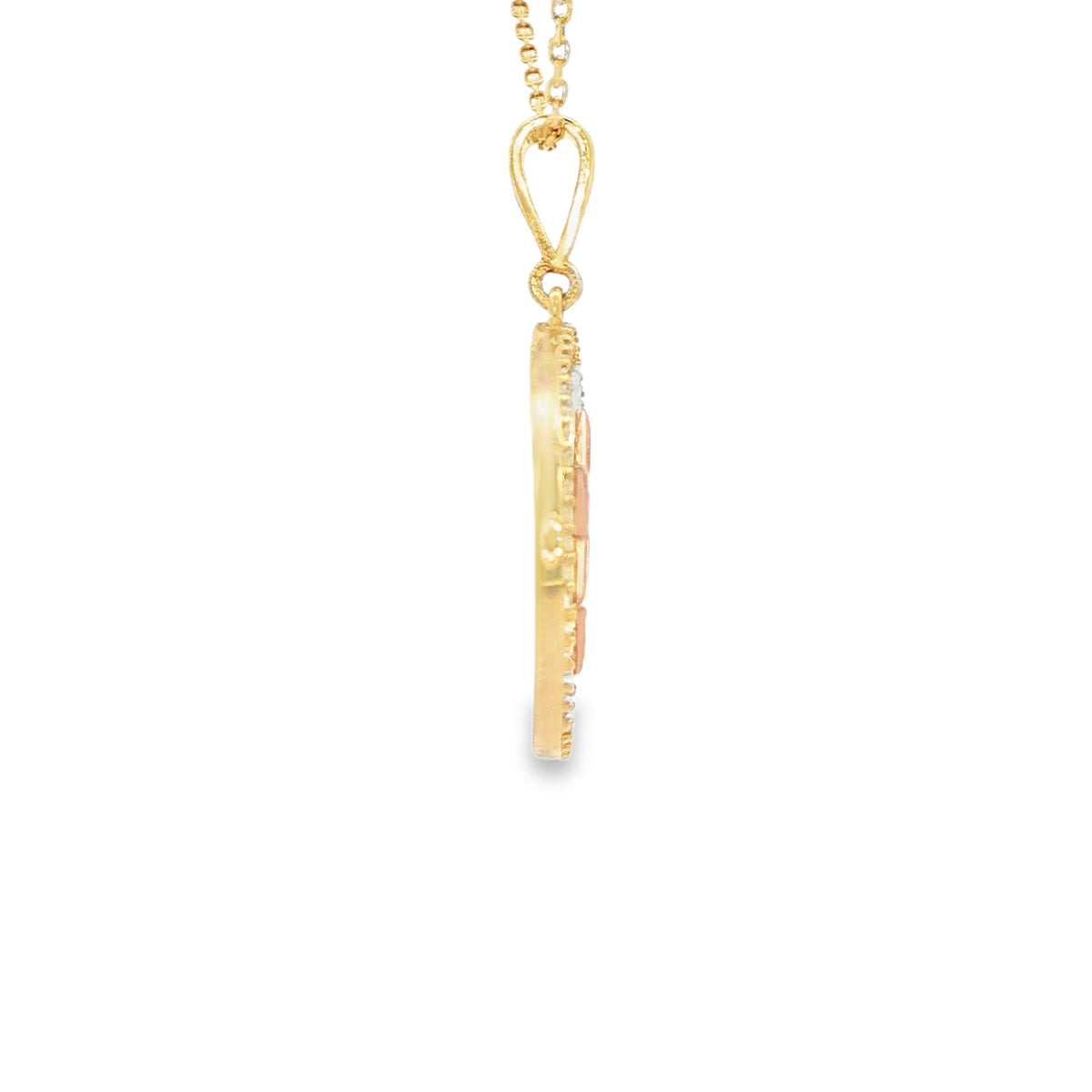 14K PENDENT  2.4G MEDALLION CZ STAR OF DAVID SUNBU