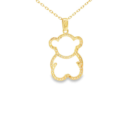 14 KARAT FREE FORM CHARM  CZ TEDDY BEAR NEGATIVE SPACE