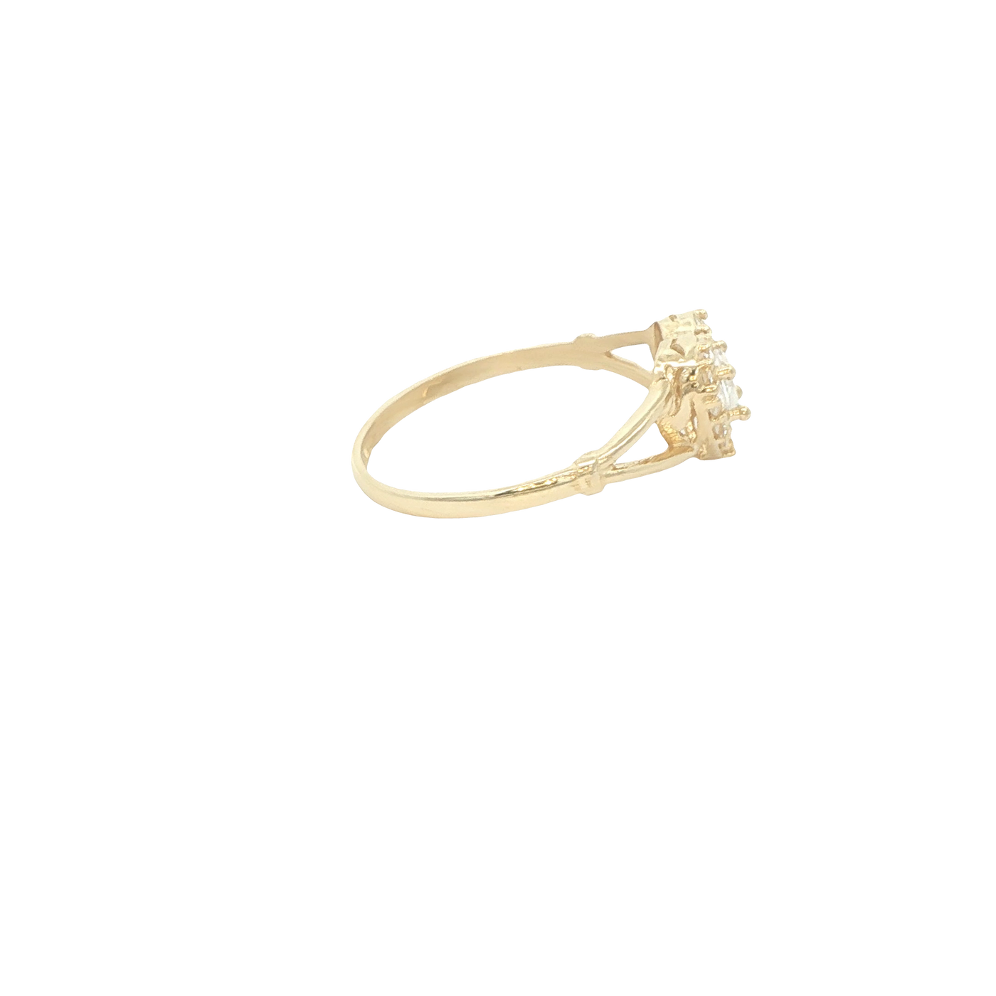 14 KARAT RING SIZE 8 WEIGHT: 1.8G : CZ HEAR FRIEND