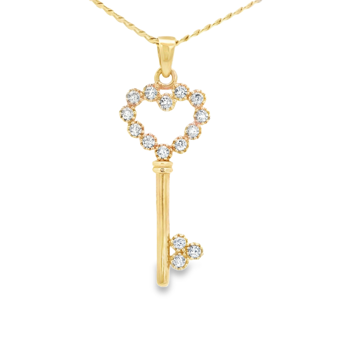 14KP KEY CZ KEY HEART