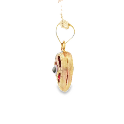 PENDANT 14K EVIL EYE HEART RED MILIGRAIN