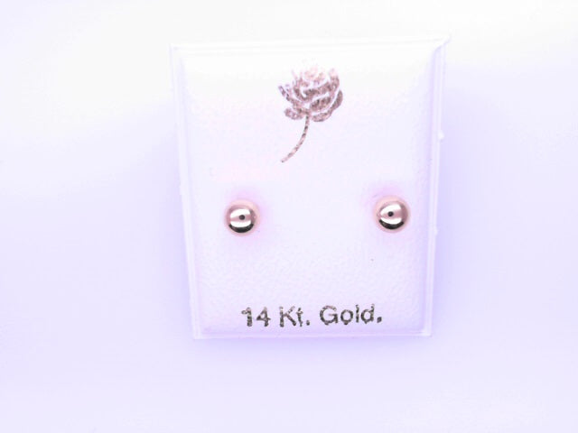 14 KARAT STUD EARRINGS WEIGHT: 0.8G : 5MM CZ CLEAR