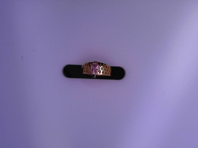 RING 14KR 1.2G #0 KID RING CZ CTR OVAL PINK DIAM P