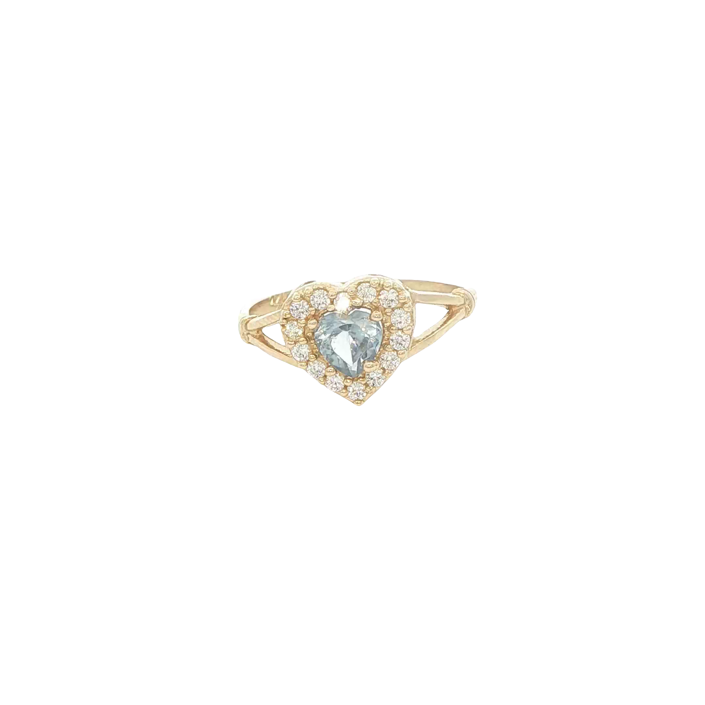 14 KARAT RING SIZE 7 WEIGHT: 2G : CZ HEART BLUE CE