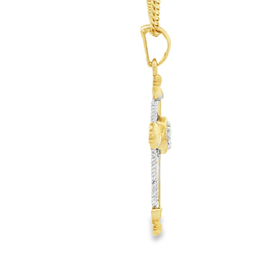 14 KARAT PENDANT NATURAL DIAMOND CROSS TWO TONE