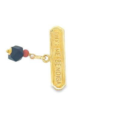 18 KARAT CHARM  AZABACHE PIN BROCHE DIOS ME BENDIGA