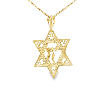 10 KARAT CHARM DC JEWISH STAR WITH OM CENTER
