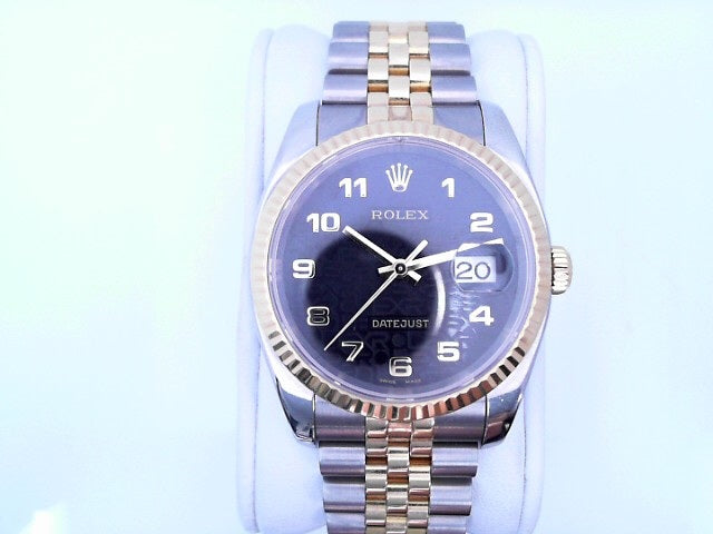 ROLEX DATE JUST SS 2TONE BLACK FACE