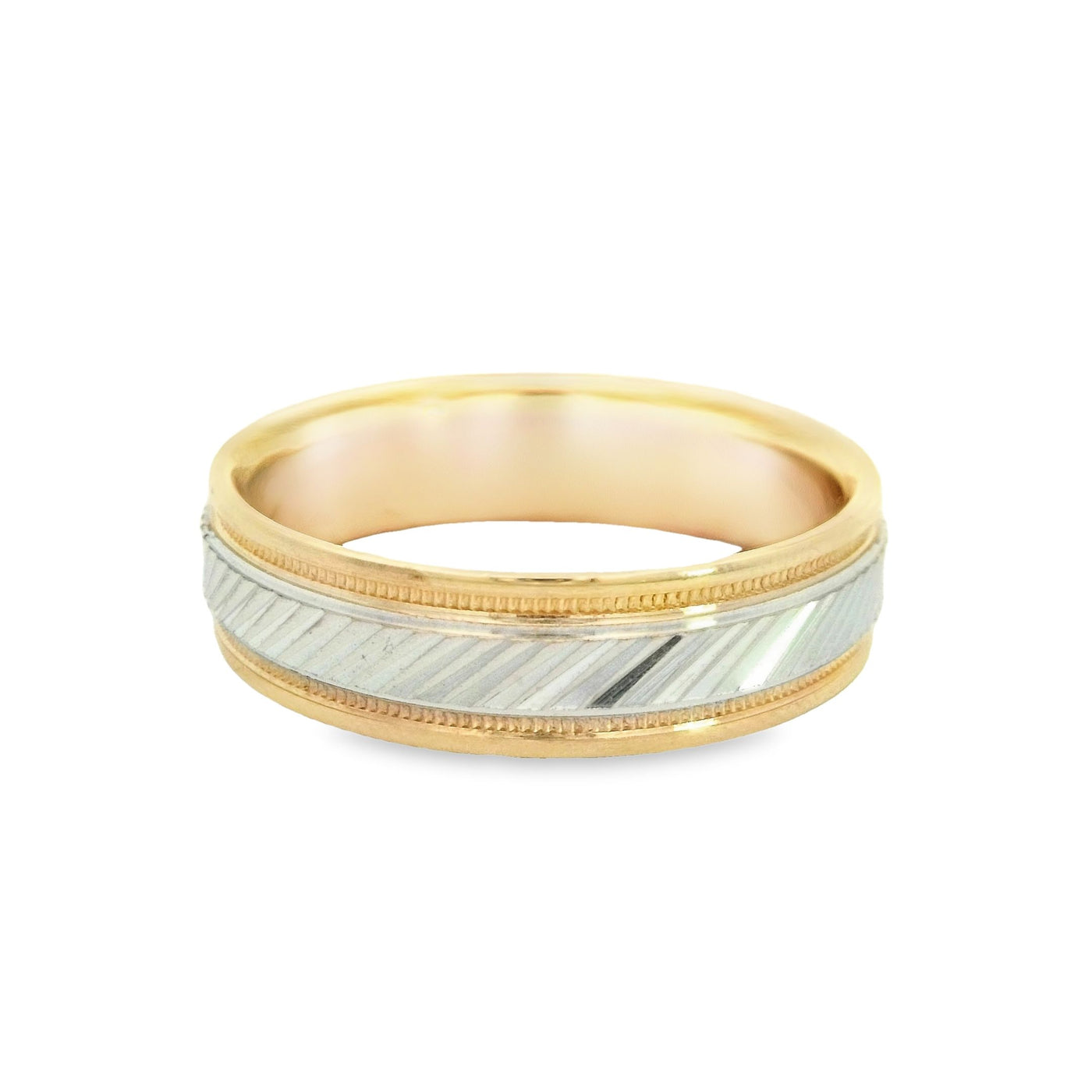 14K Band Two-tone Diamond Cut