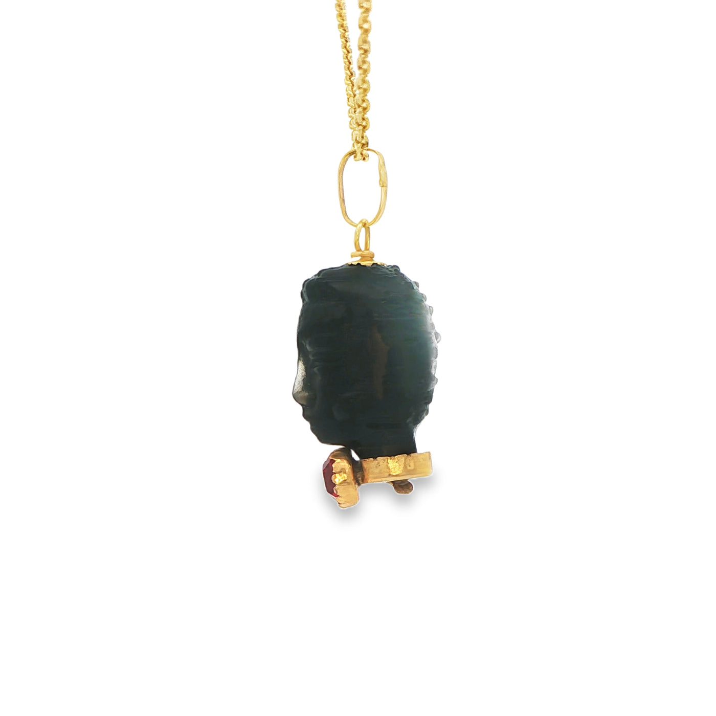 14K Azabache Head red stone