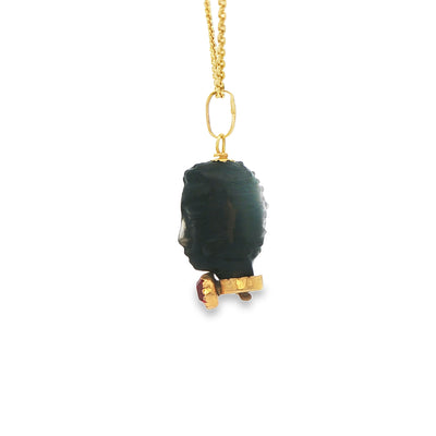 14K Azabache Head red stone