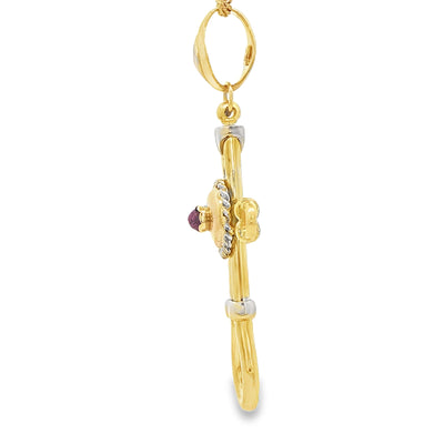 14K PENDANT NATURAL RUBY CABACHON