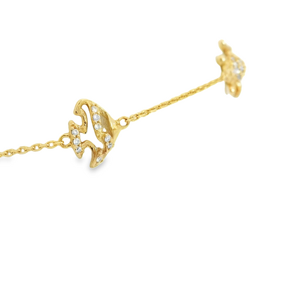 BRACELET 14K CHARM SEA LIFE DIAMOND 0.15ctw ADJUST