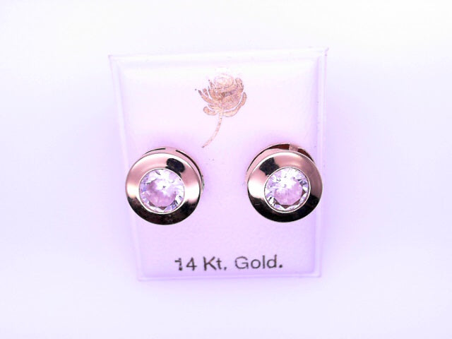 14 KARAT STUD EARRINGS WEIGHT: 0.8G : 5MM CZ CLEAR