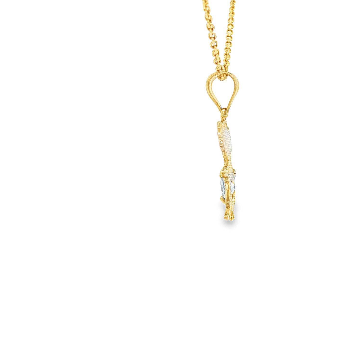 PENDANT 14KP CZ LIGHT BLUE BELLY GIRL