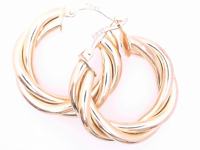 EARRINGS 14 KARAT TWISTED HOOP EARRINGS WEIGHT: 5.