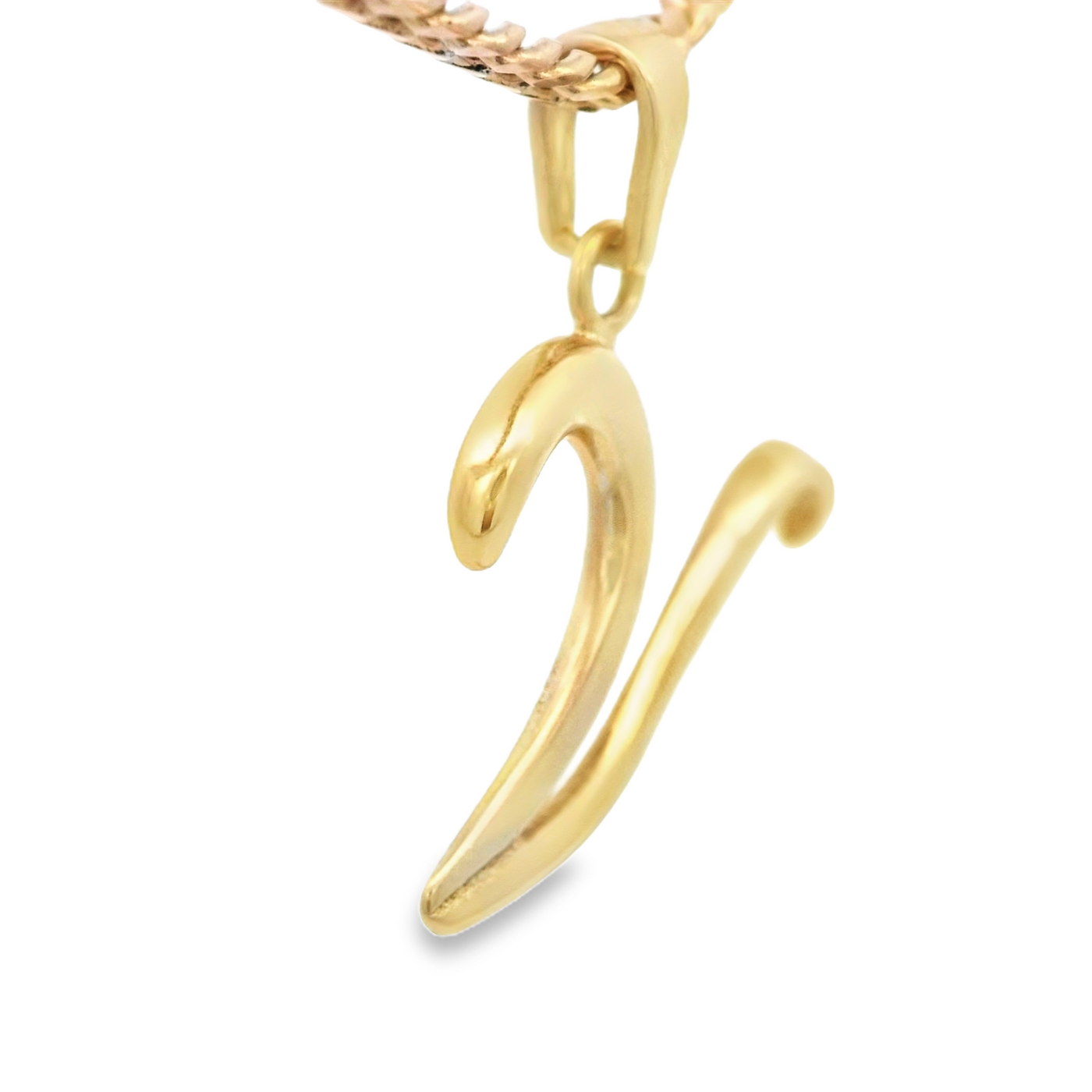PENDANT 14K LETTER V V SCRIPT LETTER POLISHED