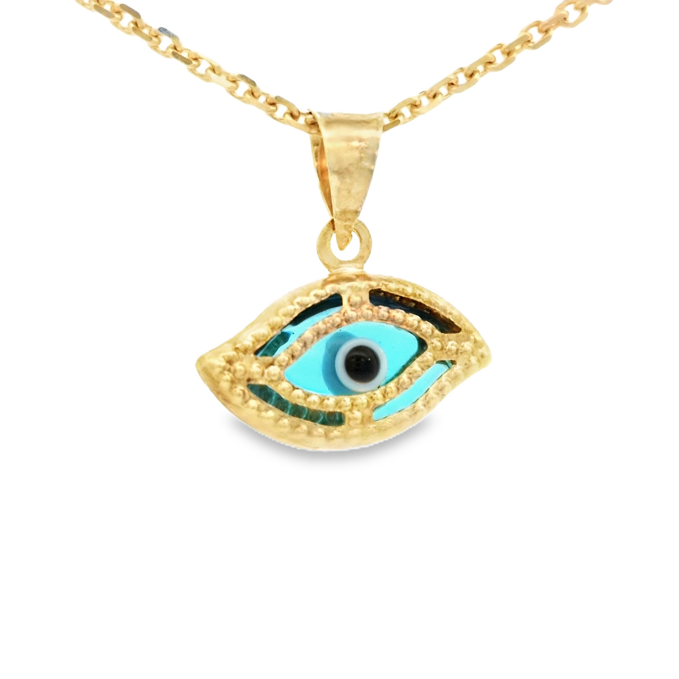 PENDANT 14K EVIL EYE BLUE EYE MILIGRAIN