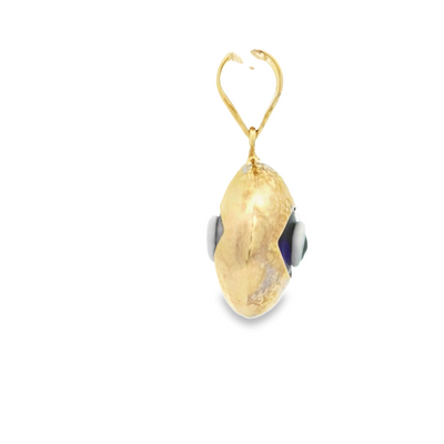 PENDANT 14K EVIL EYE BLUE OVAL POLISHED