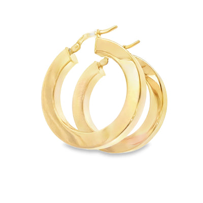 14 KARAT MEDIUM HOOP EARRINGS 27MM CHUBBY ROUND