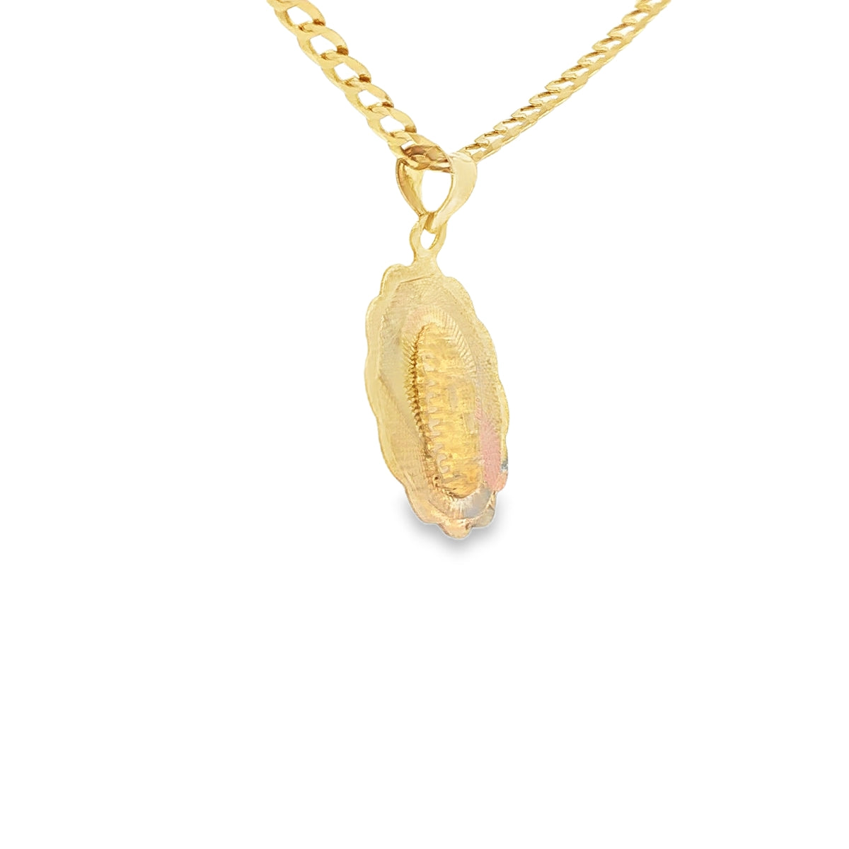 PENDANT 14K GUADALUPE DC  3TONE ROUND GUADLUP