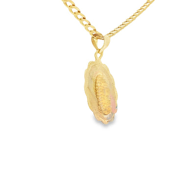 PENDANT 14K GUADALUPE DC  3TONE ROUND GUADLUP
