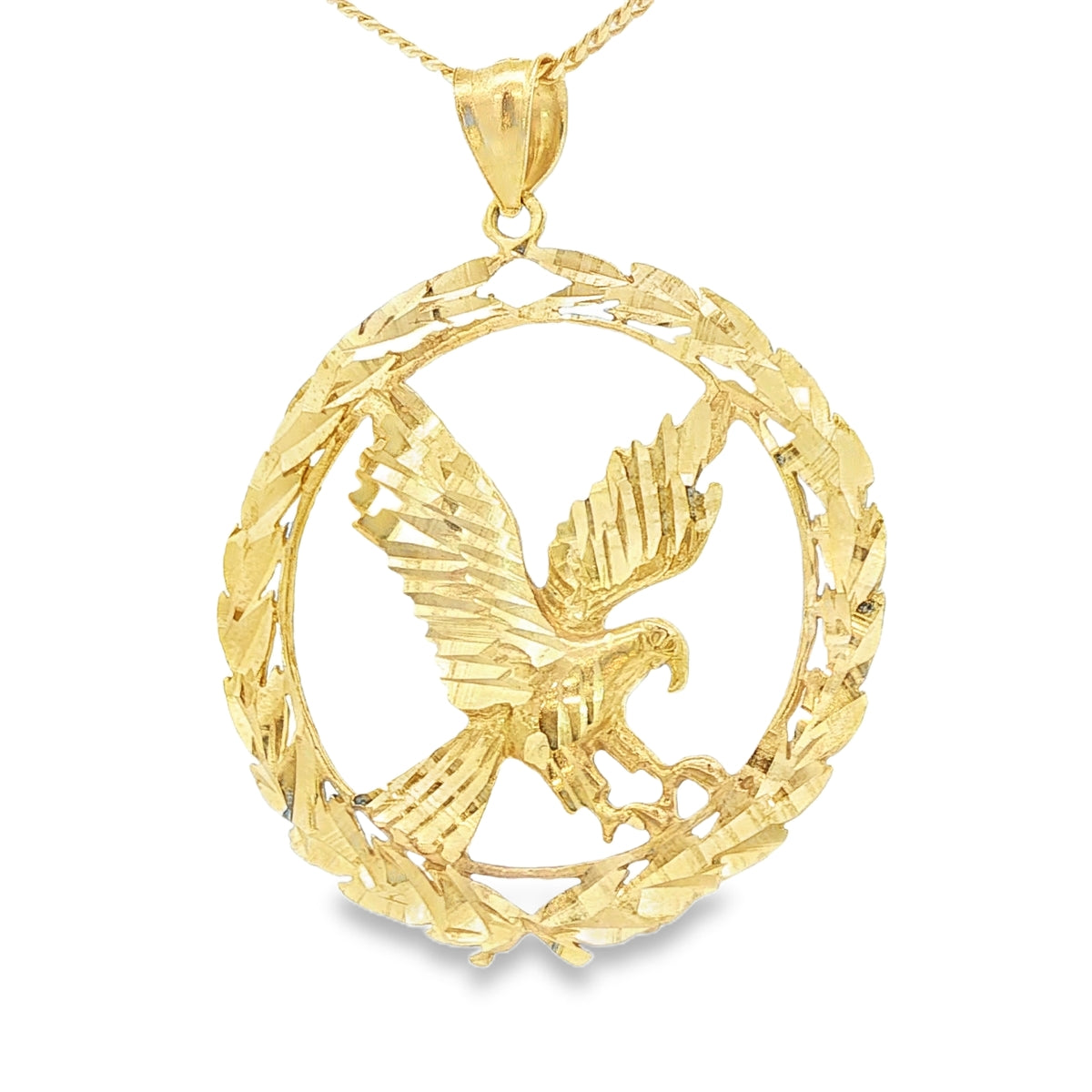 PENDANT 14KP 5.9G EAGLE DC LEAF PATTERN BORDER
