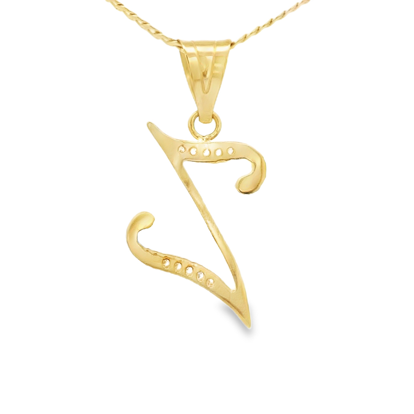PENDANT 14K Letter Z CZ Italian