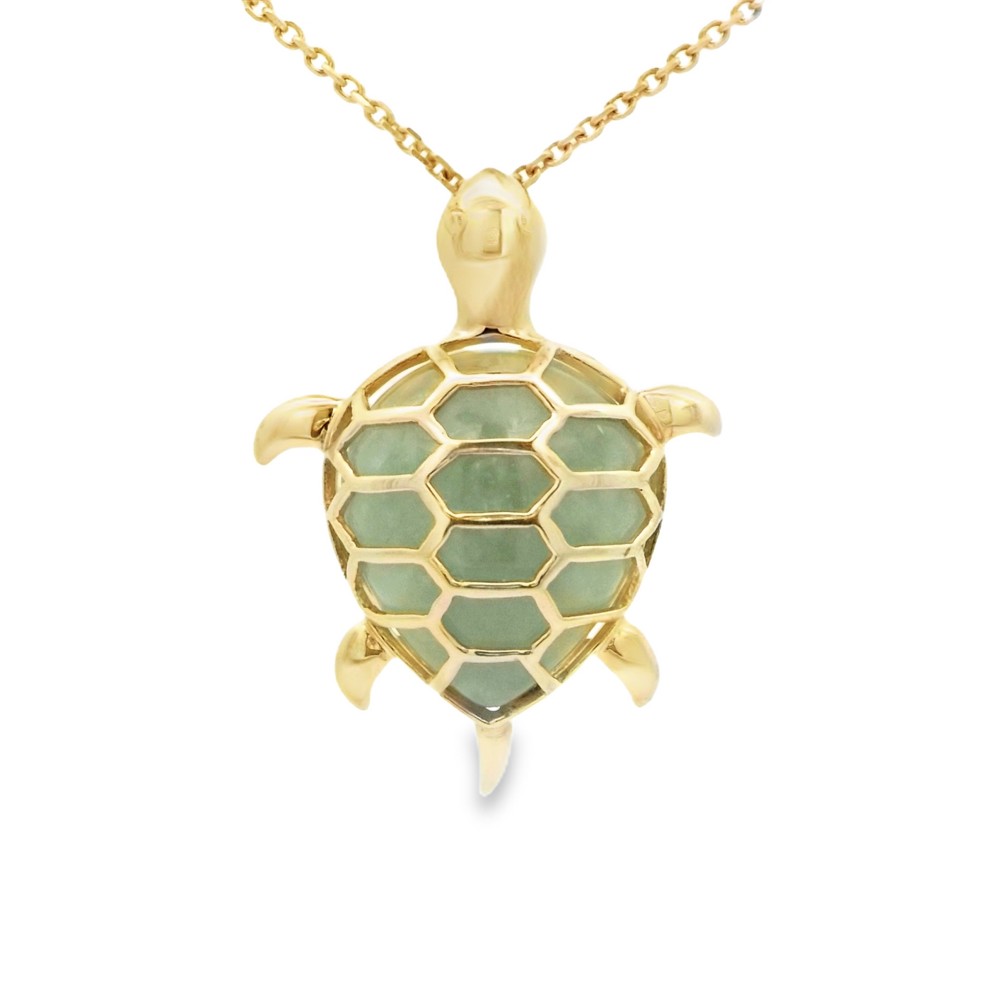 10K PENDANT NATURAL JADE TURTLE
