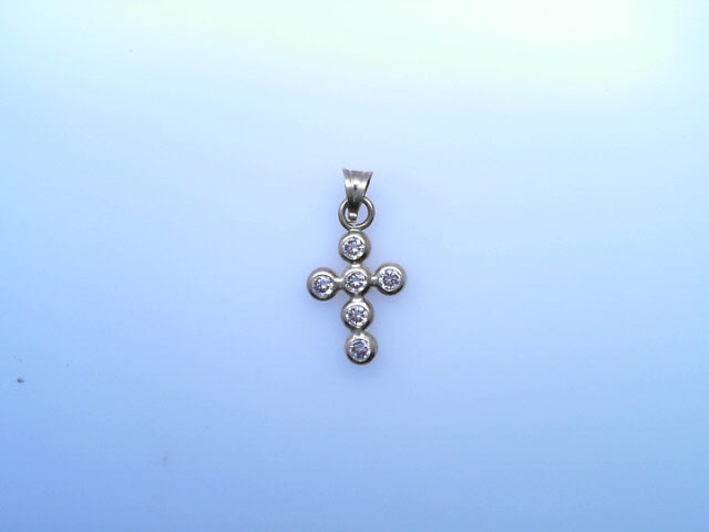 14K PENDENT  1.1G CROSS CZ CROSS RND CIRCLES