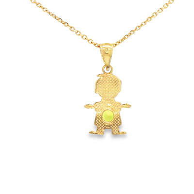 PENDANT 14KP BOY CZ LIGHT GREEN BELLY BOY