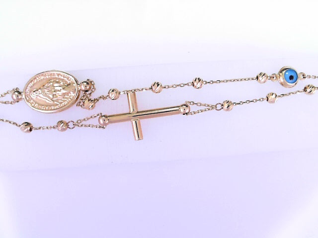 CHAIN 14KC 5.3G CROSS 16'' BEAD CHAIN MIRACULOUS M