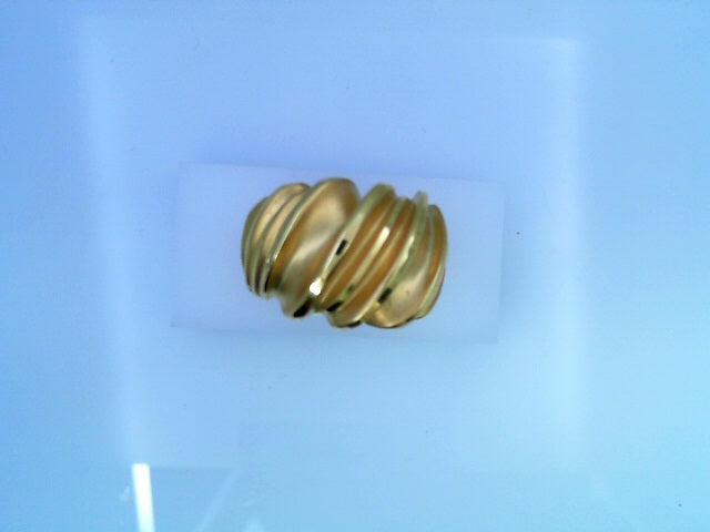 RING 14KR 8.7G DOME #7 STRIPED SATIN & POLISHED