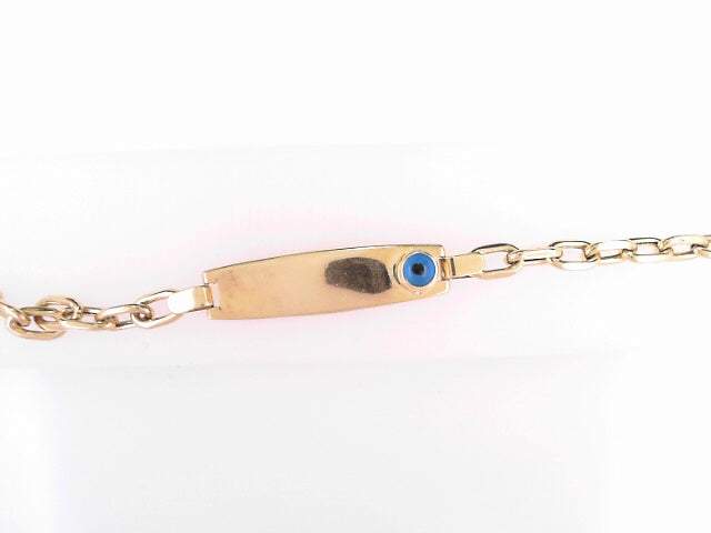 BRACELET 14KB 4.1G ID KID 6'' EVIL EYE ROUND PAPER