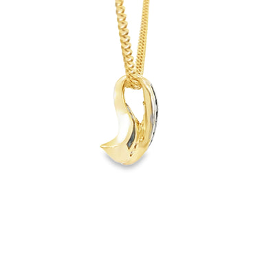 10K PENDANT NATURAL SAPHIRE BAGUETTES AND ROUND DIAMONDS
