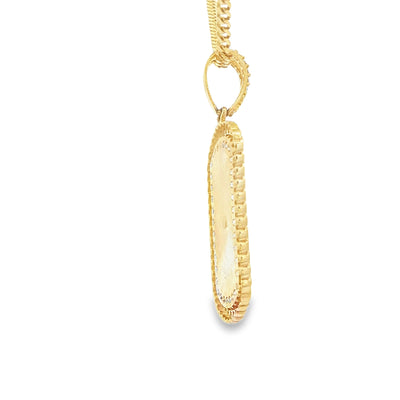 14K PENDENT 3.6G STYLE CHANEL PLAQUE CZ ONYX CUBAN