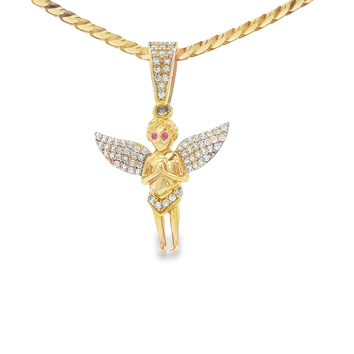 PENDANT 14K ANGEL CZ ANGEL RED EYES