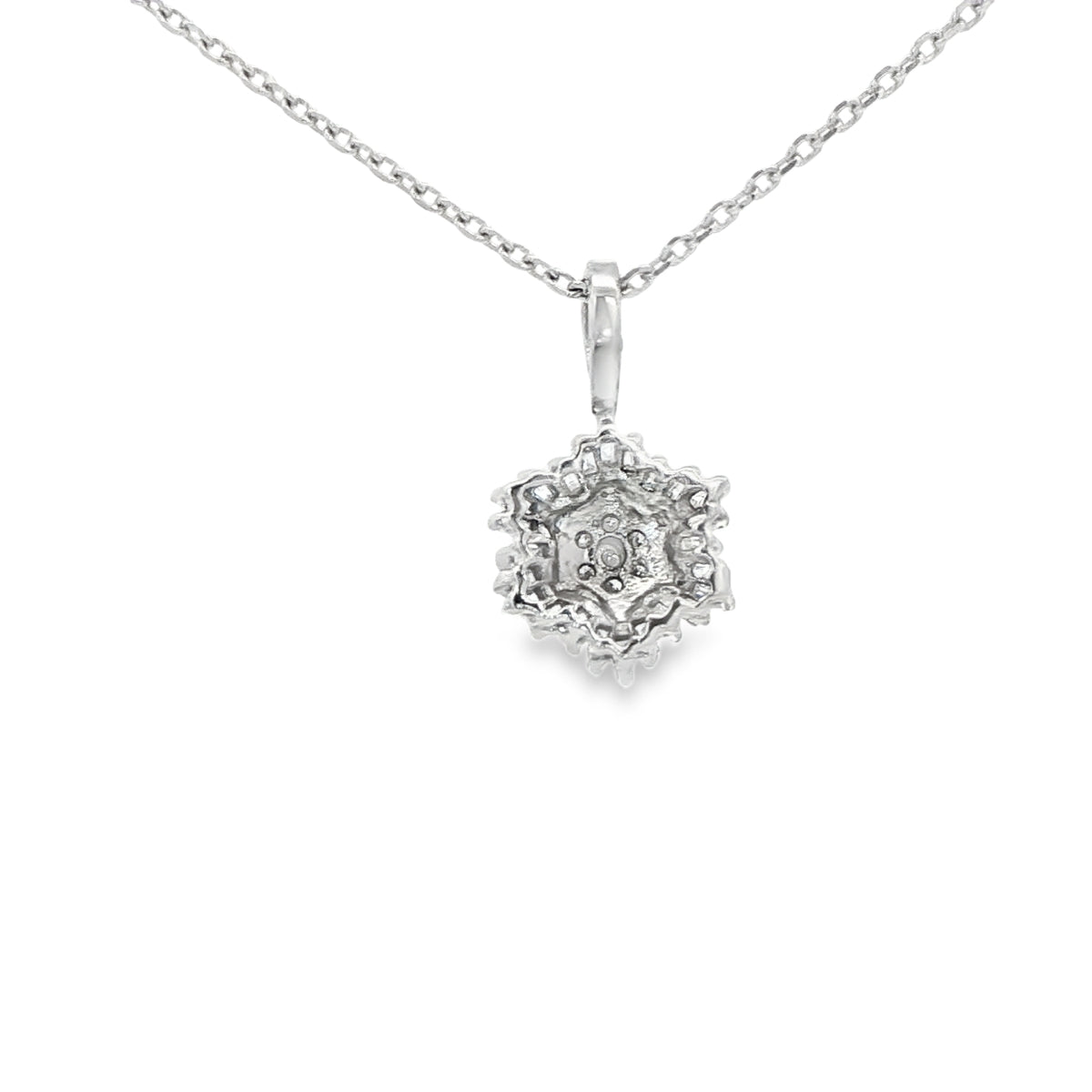 14 KARAT PENDANT NATURAL DIAMOND SNOWFLAKE WHITE
