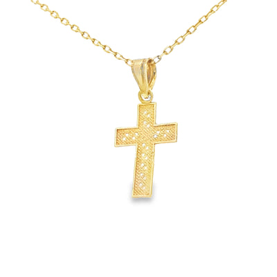 14K CHARM CROSS DC HIGH POLISH BORDER NEGATIVE SPACE