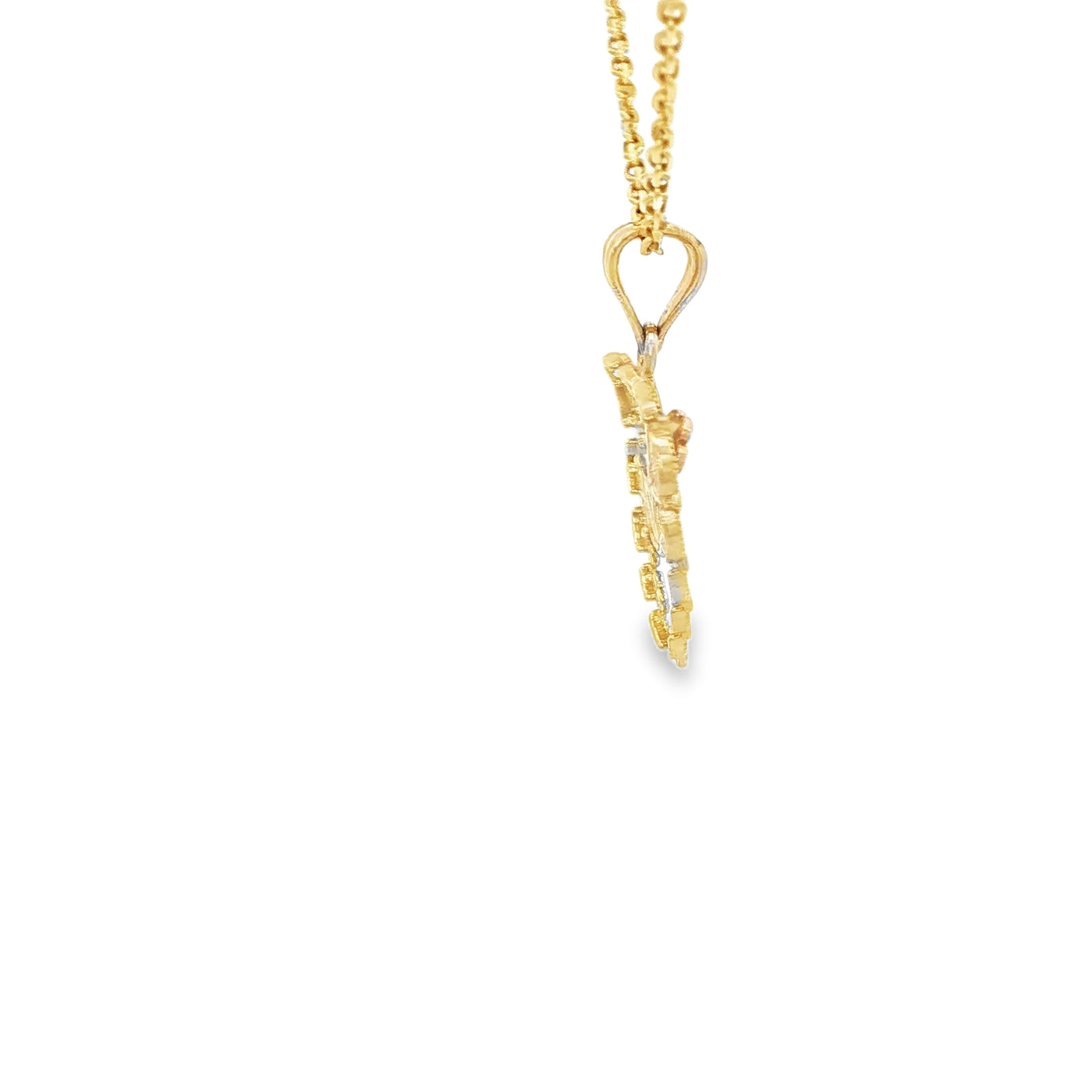 14K LOVE PENDANT 3TONE HEART LOVE
