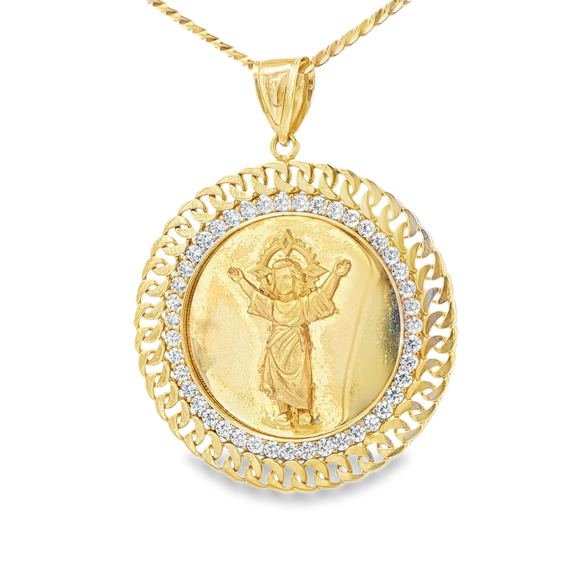 14KP Niño Divino 11.5g Cz Cuban Medal