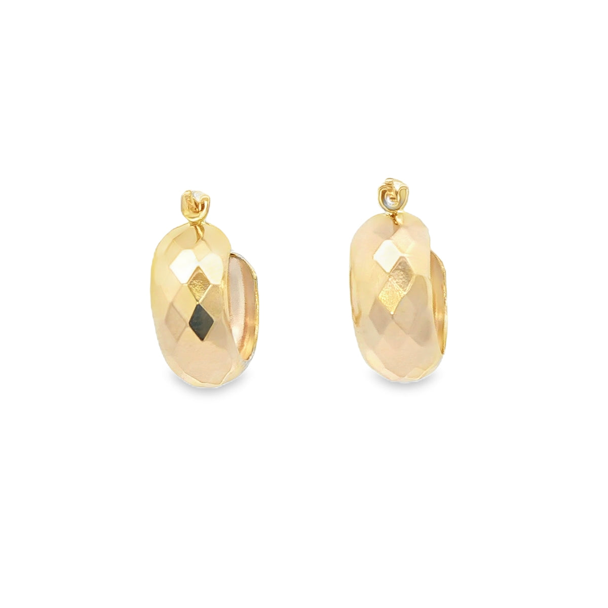 14 KARAT SMALL HOOP EARRINGS 14MM FACETED