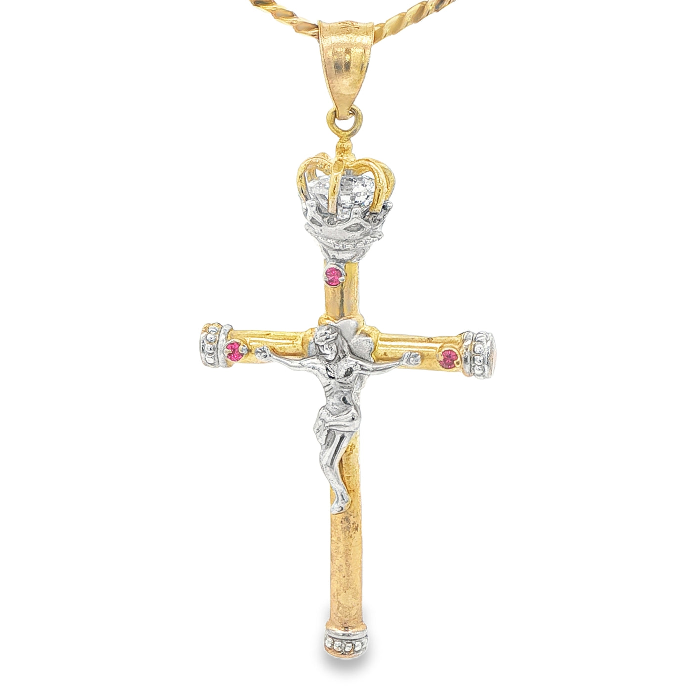 14KP 6.7G JESUS CZ CROWN RED 2TONE