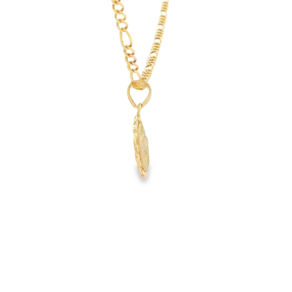 PENDANT 14K BAPTISM RECUERDO BAUTISMO SCALLOP ROUND