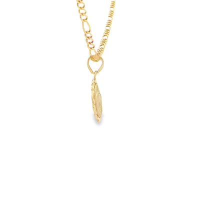 PENDANT 14K BAPTISM RECUERDO BAUTISMO SCALLOP ROUND
