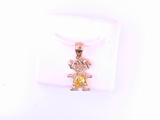 PENDANT 14KP 1.3G GIRL CZ YELLO BELLY GIRL