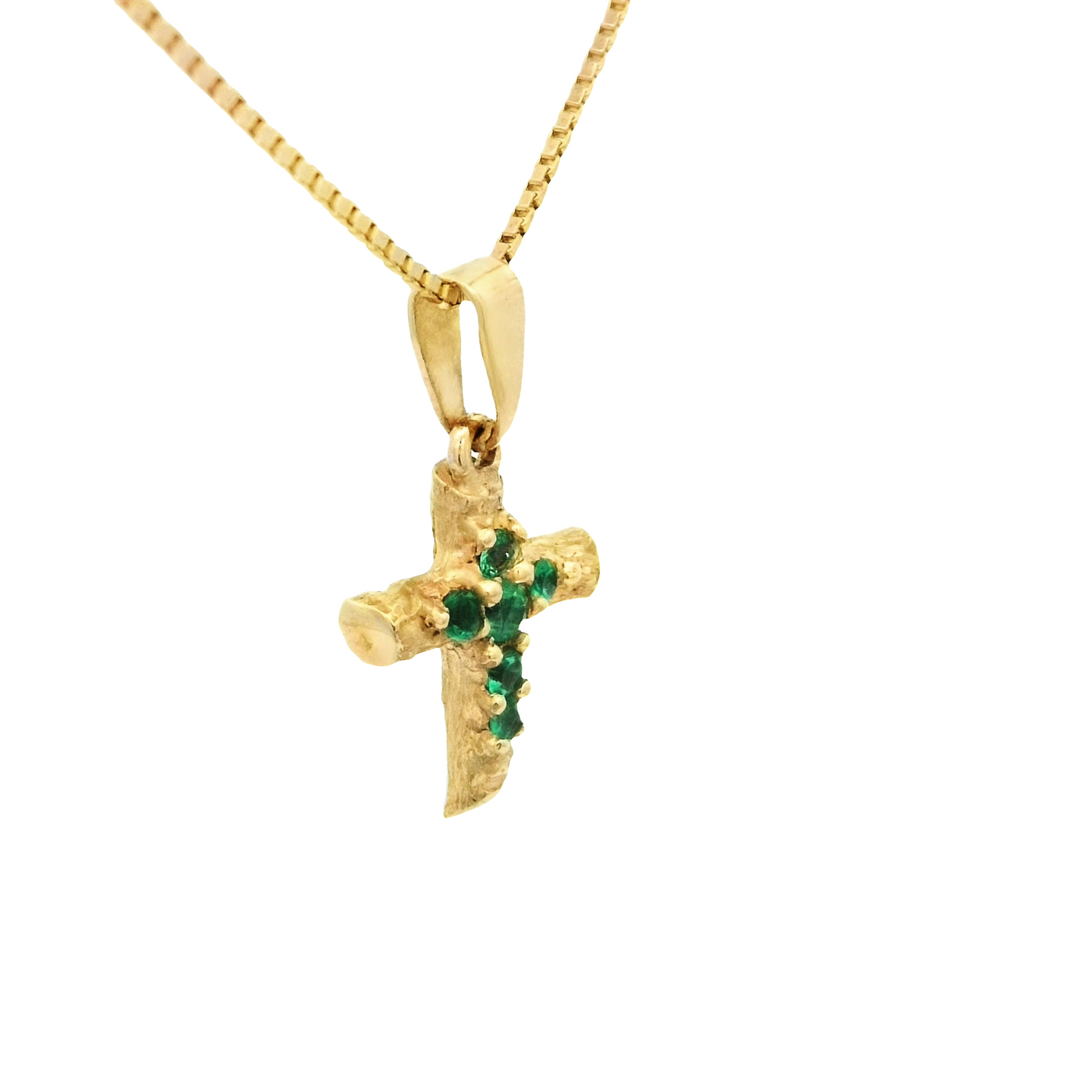 18KR Cross Pendant with Natural Emeralds