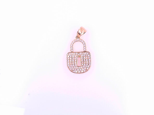 PENDANT 14K 1.6G LOCK CZ LOCK WITH KEY HOLE