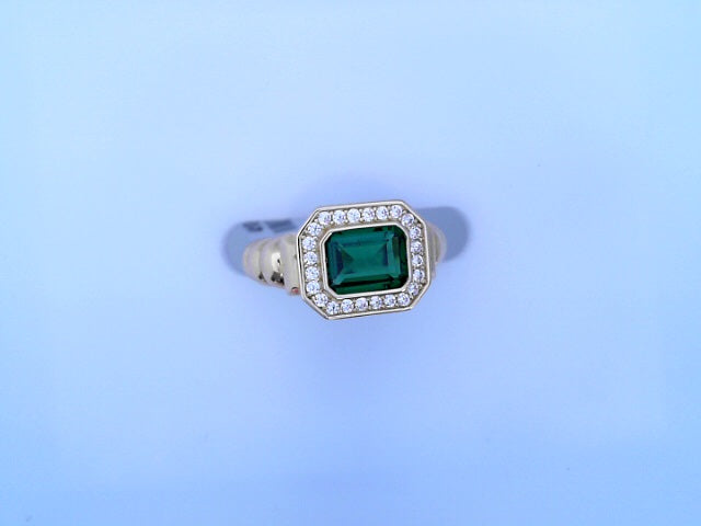 RING14KR 3.9G RECTANGLE #73/4 CZ GREEN SHANK RIBBE