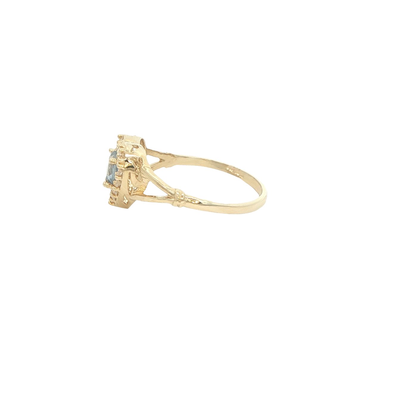 14 KARAT RING SIZE 7 WEIGHT: 2G : CZ HEART BLUE CE